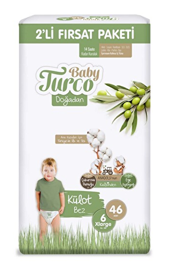 BABY TURCO DOĞADAN 2 PACKAGE OPPORTUNITY PANTIES XL 46 PCS*3