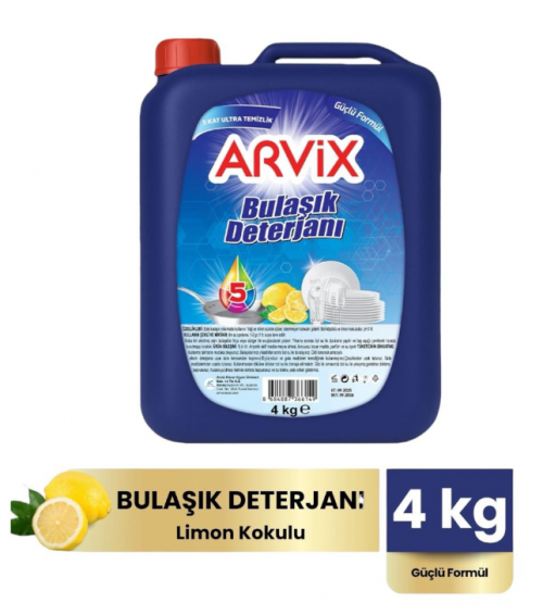 ARVİX DISHWASHING DETERGENT 4 KG LEMON*4