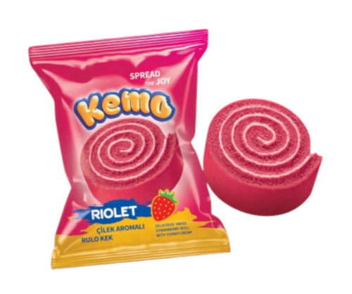 KEMO RIOLET STRAWBERRY FLAVOR.ROLL CAKE 40 GR * 24
