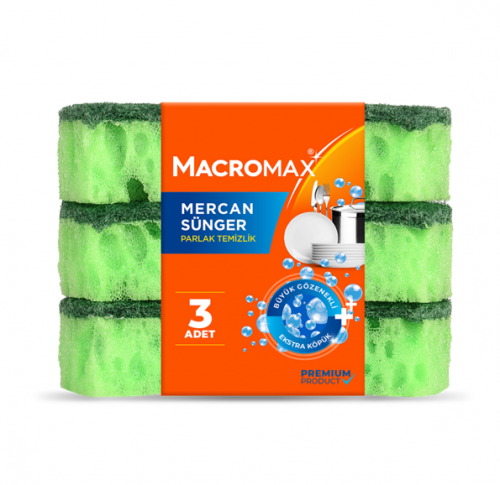 MACROMAX MERCAN 3'LÜ BULAŞIK SÜNGERİ*12