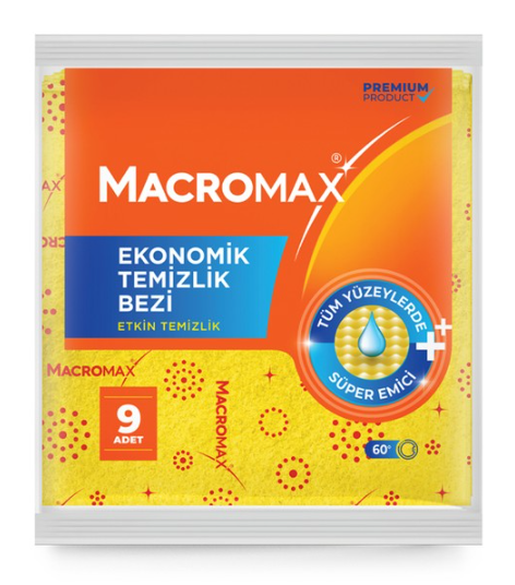 MACROMAX EKONOMİK TEMİZLİK BEZİ 9'LU*24
