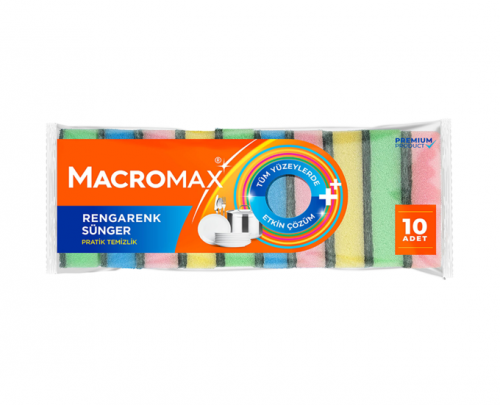MACROMAX RENGARENK 10'LU BULAŞIK SÜNGERİ*12