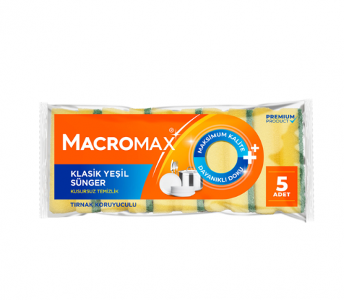 MACROMAX KLASİK 5'Lİ TIR.KORUY.BULAŞIK SÜNGERİ*12