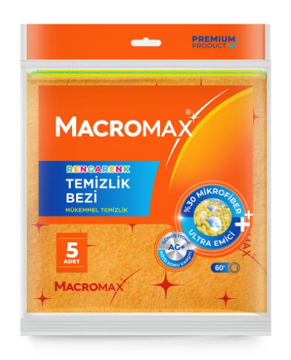 MACROMAX RENGARENK TEMİZLİK BEZİ 5'Lİ*12