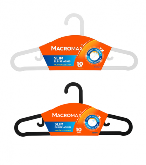 MACROMAX ELBİSE ASKISI SLİM 10'LU*12