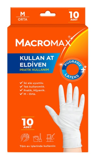 MACROMAX KULLAN AT LATEKS ELDİVEN 10'LU (M)*12