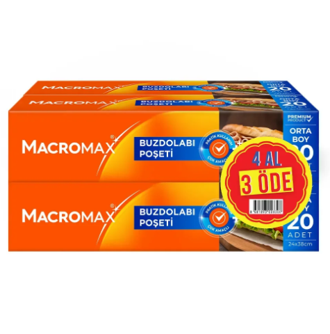MACROMAX BUZDOLABI POŞETİ ORTA 4 AL 3 ÖDE*12