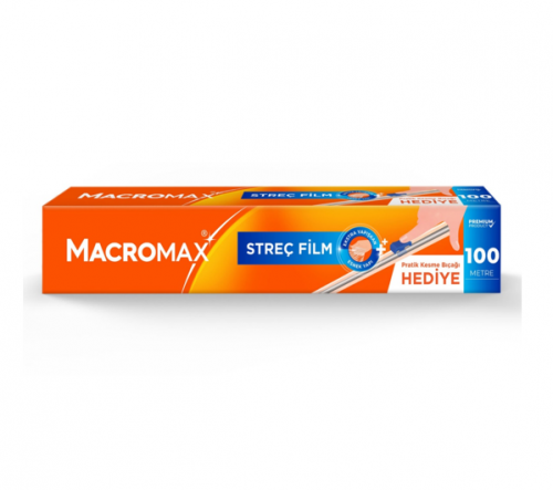 MACROMAX STREÇ FİLM 100 MT KESME BIÇAK HEDİYELİ*12