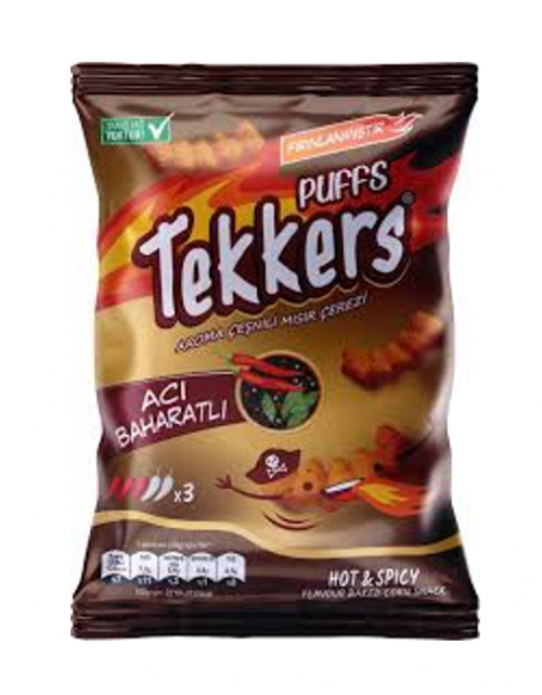 TEKKERS PUFFS HOT SPICY CHIPS 25 GR*60