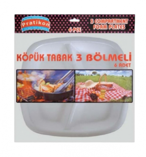 مجموعة أطباق إسفنجية من براتيكون بثلاثة أقسام، 6 قطع × 48 بوصة