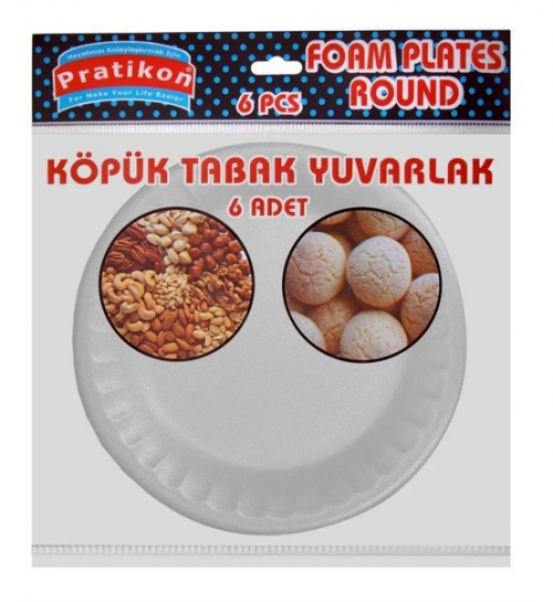 PRATIKON ROUND FOAM PLATE 6-PACK*50