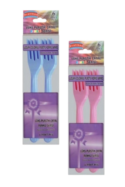 شوكة بلاستيكية فاخرة من براتيكون، ملونة، عبوة من 6 قطع × 50