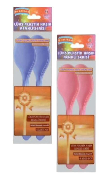 PRATİKON LÜKS PLASTİK KAŞIK RENKLİ 6'LI*50