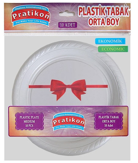 PRATİKON PLASTİK TABAK YUV.ORTA 10'LU*50