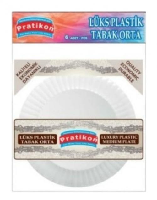 PRATİKON LÜKS PLAS.TABAK YUV.ORTA BEYAZ 6'LI*50