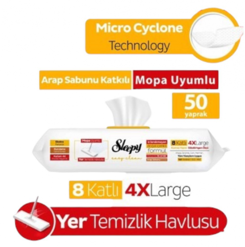 SLEEPY 50'Lİ YER TEMİZLİK HAVLUSU MOP SARI*6