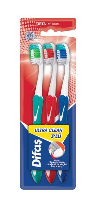 DİFAŞ ULTRA CLEAN 3 PCS TOOTHBRUSH (MEDIUM HARD)*12