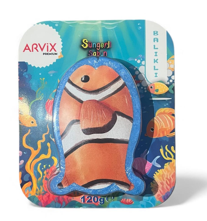 ARVIX PREMIUM SPONGE FISH DESIGN SOAP 120 GR*30
