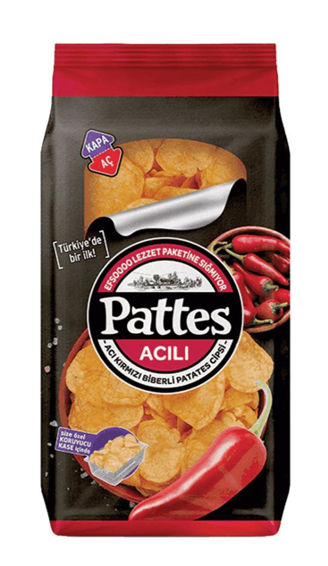 PATTES SPICY CHIPS IN OPEN-CLOSE BOWLS, 100 GR*12