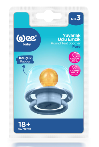 WEE BABY (700) PURE ROUND-TIPPED RUBBER PACIFIER NO:3*6
