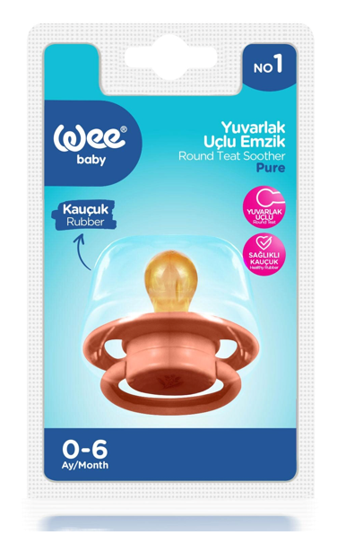 WEE BABY (698) PURE ROUND-TIP RUBBER PACIFIER NO:1*6