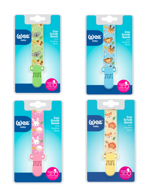WEE BABY (913) ZOO PACIFIER STRAP*6
