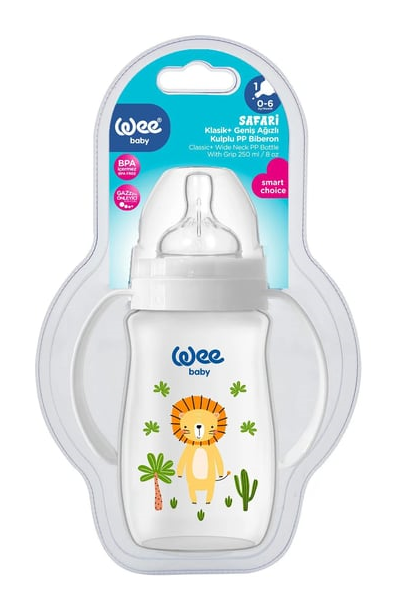 WEE BABY (484) SAFARI HANDLE PP BABY BOTTLE 250 ML*6