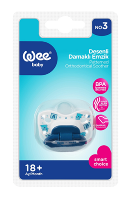 WEE BABY (835) PATTERNED PACIFIER WITH ODORLESS SHAPE NO:3*6