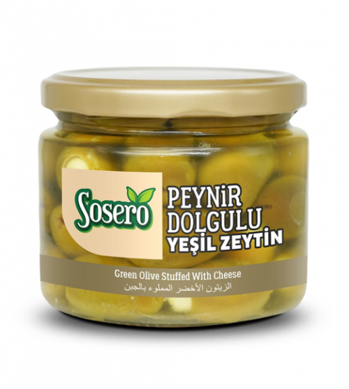 SOSERO GREEN OLIVES FILLED WITH CHEESE 290 GR JAR*12