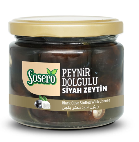 SOSERO CHEESE-STUFFED BLACK OLIVES 290 GR JAR *12