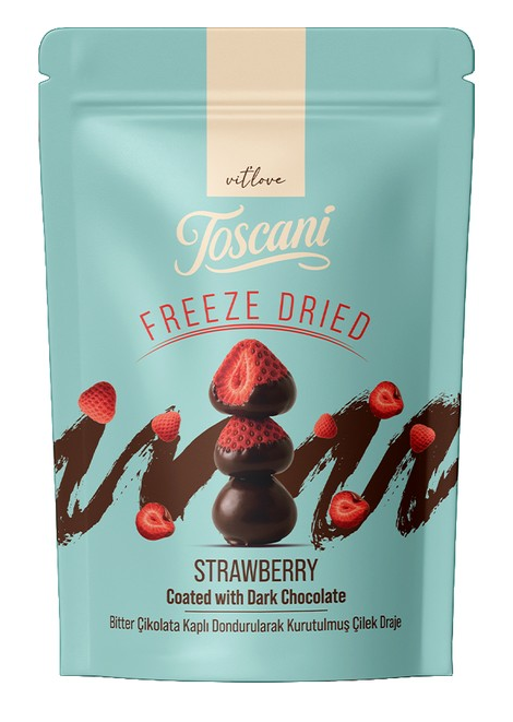 TOSCANI FREZE 80 GR BITTER CHOCOLATE COATED STRAWBERRIES*12