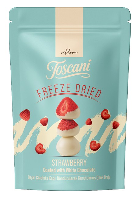 TOSCANI FREEZE 60 GR WHITE CHOCOLATE COATED STRAWBERRIES*12