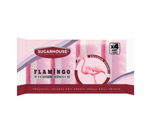 SUGAR HOUSE FLAMINGO 4 PCS CORRUGATED SPONGE SET*24