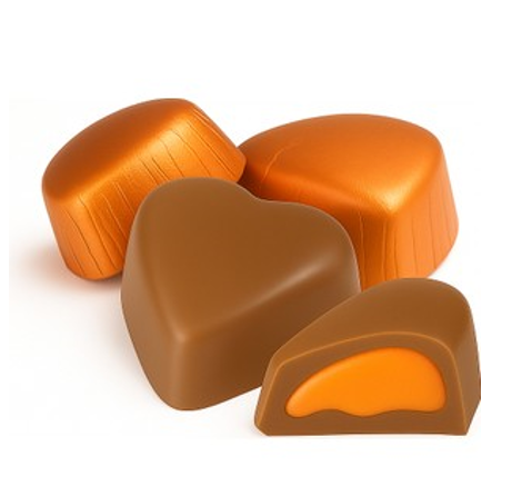 MILAT (5028) HEART ORANGE FRUIT FILLED MILK CHOCOLATE. 1 KG*5