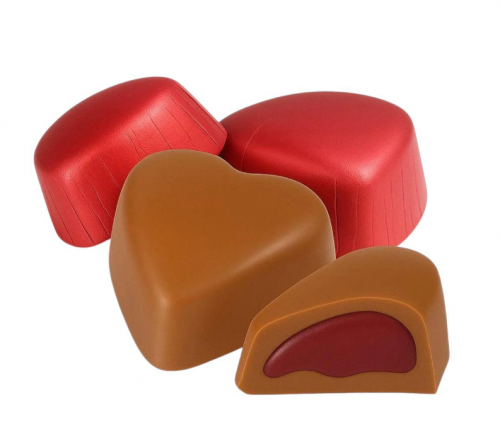 MILAT (5027) HEART RASPBERRY FRUIT FILLED.MILK CHOCOLATE.1 KG*5