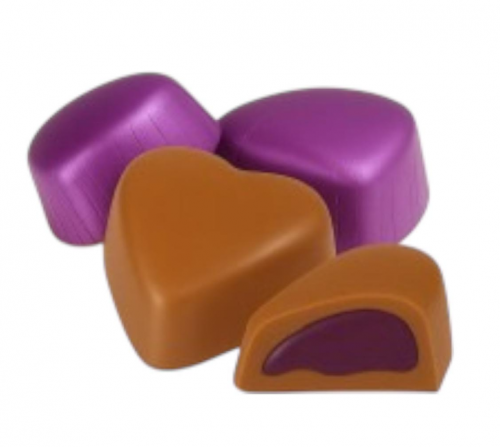 MILAT (5026) HEART-SHAPED BLUEBERRY FRUIT-FILLED MILK CHOCOLATE. 1 KG*5