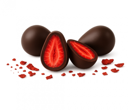 MILAT (5802) BITTER CHOCOLATE COATED STRAWBERRY DRAGEES 1 KG*5