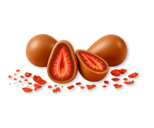 MILAT (5800) MILK CHOCOLATE COATED STRAWBERRY DRAGEES 1 KG*5
