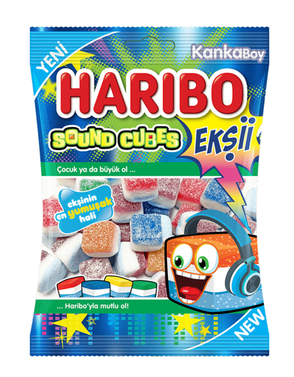HARIBO 70 GR SOUR SOUND CUBES *24