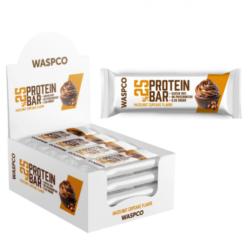 WASPCO 36 GR CHOCOLATE.COATING.PROTEIN HAZELNUT.CUPCAKE BAR*12