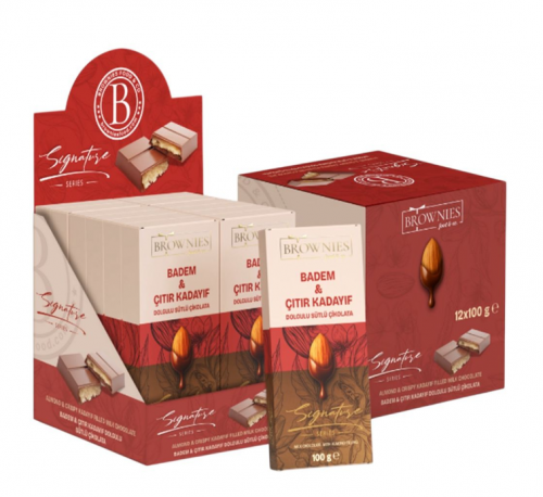 BROWNIES 100 GR ALMOND & CRISPY KADAYIF FILLED. CHOCOLATE.*12