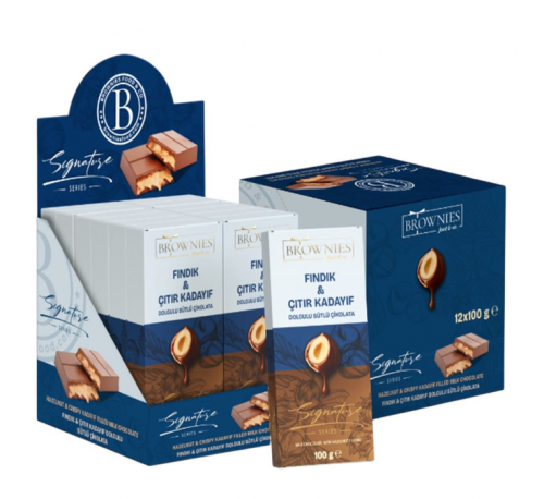 BROWNIES 100 GR HAZELNUT & CRISPY CHOCOLATE FILLING WITH KADAYIF *12