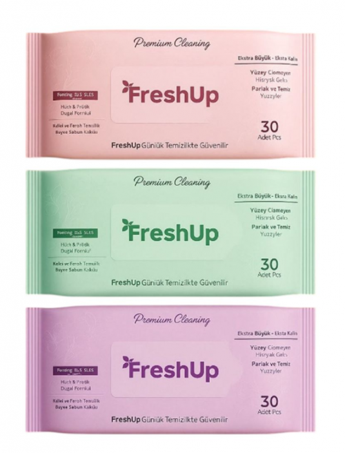 FRESH UP 30-PACK SURFACE CLEANING TOWELS, 3 COLORS*36