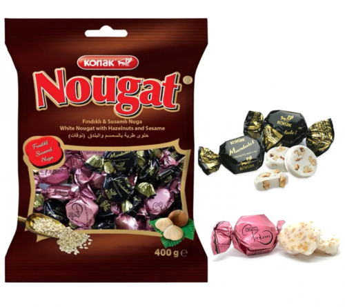 KONAK NOUGAT FINDIKLI & SUSAMLI ŞEKER 400 GR*10