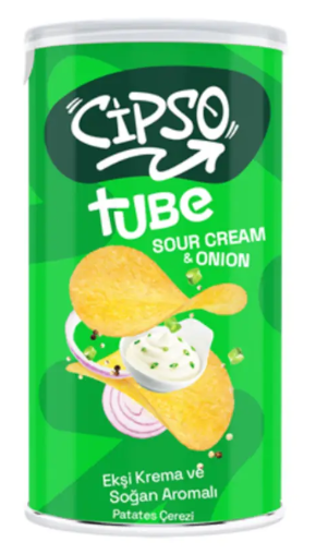 Chips (0650624) Tube 90 gr Sour Onion Potato Snack*19