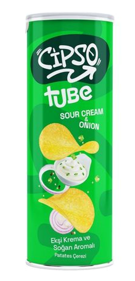 Chips (0650620) Tube 160 gr Sour Onion Potato Snack*19