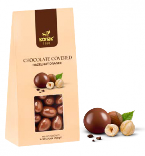 KONAK MILK CHOCOLATE COATED HAZELNUT DRAGEES 200 GR*30