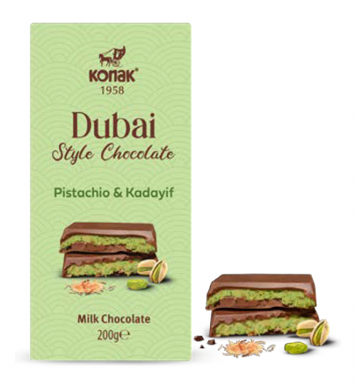 KONAK DUBAI STYLE ANTEP PISTACHIO CREAM KADAYIF CHOCOLATE 200 GR * 6