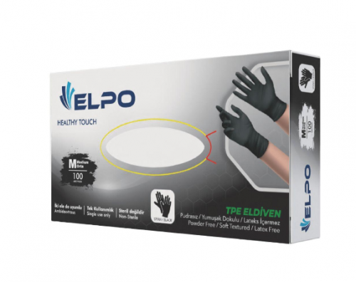 ELPO TPE GLOVES BLACK 100 PCS (M)*20