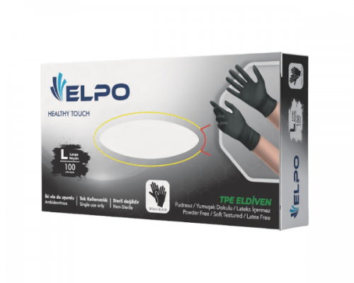 ELPO TPE GLOVES BLACK 100 PCS (L)*20